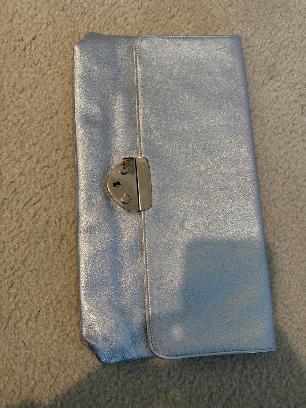 Silver Metallic Clutch with Twist Lock